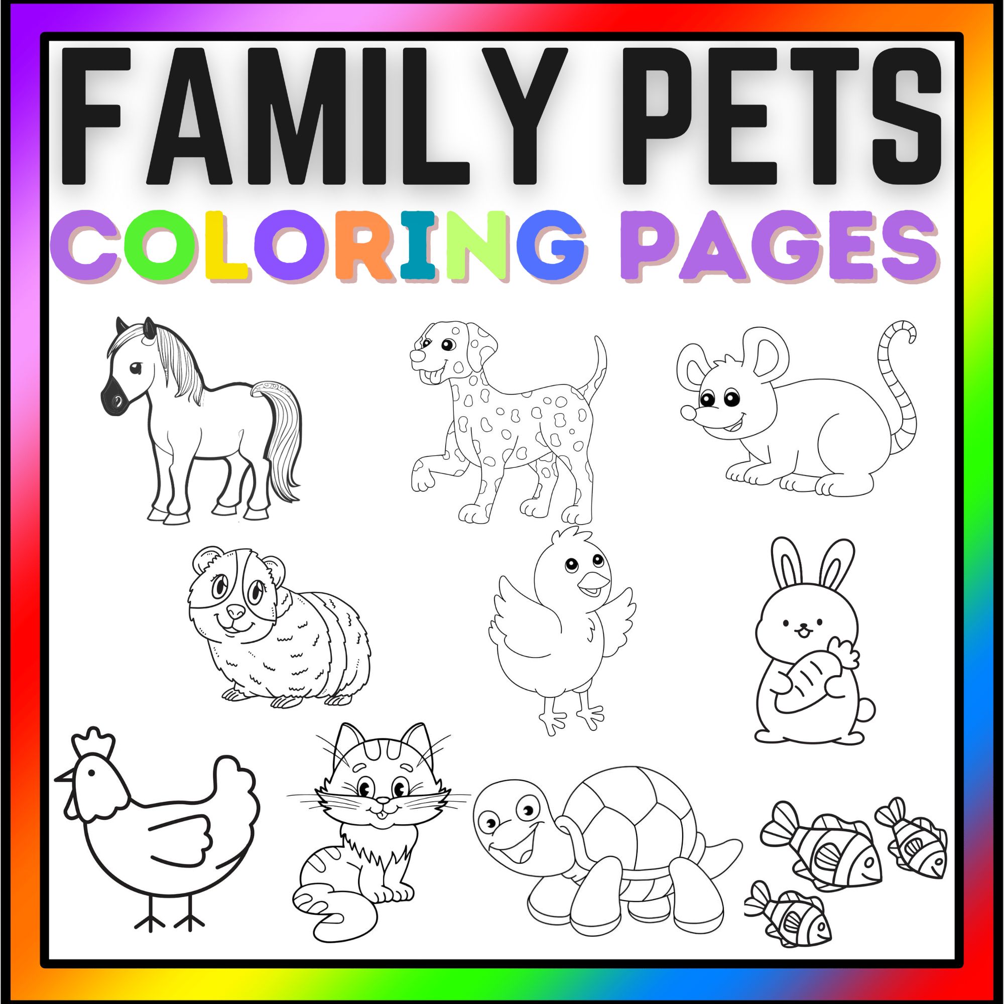 Family pets coloring pages