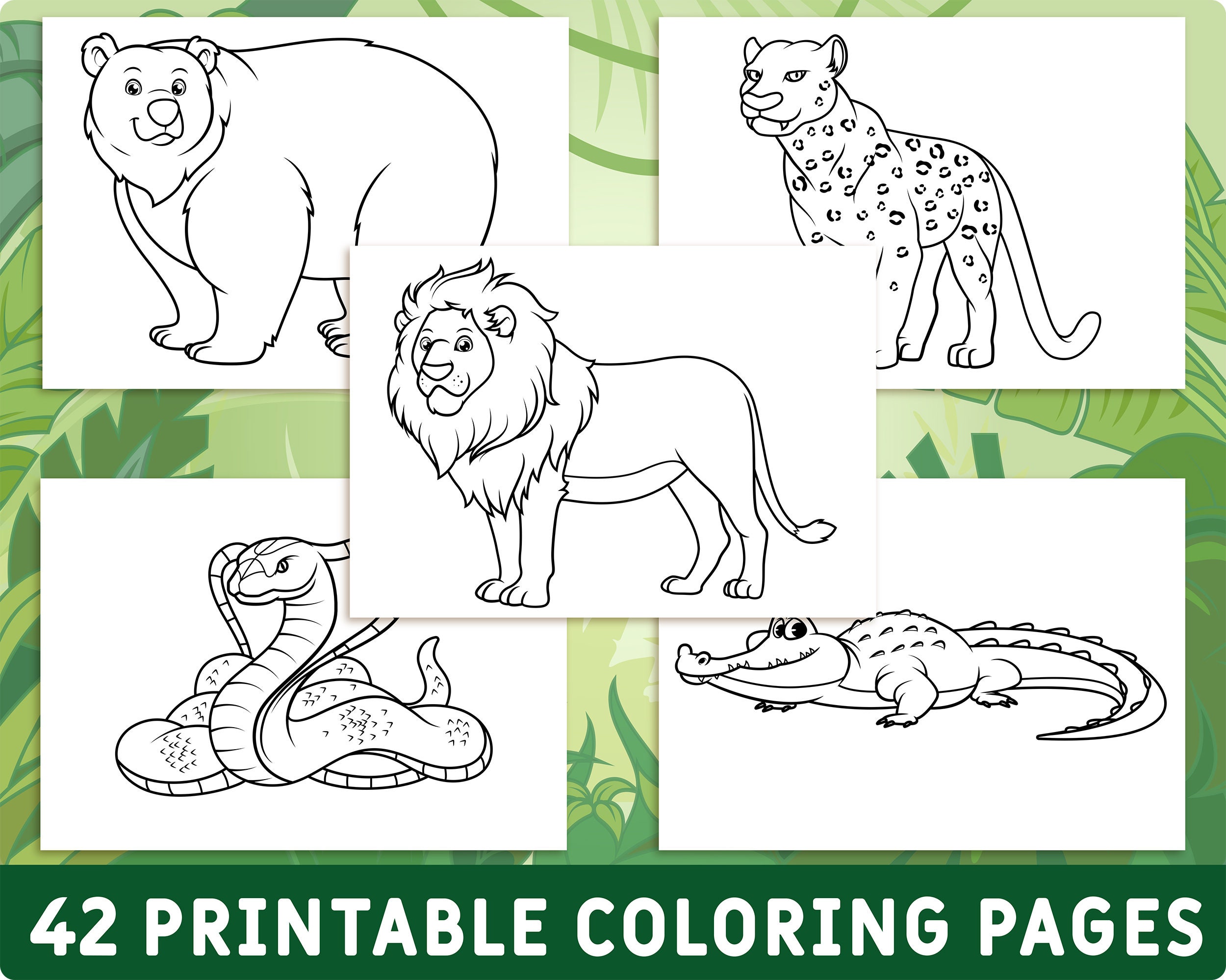 Printable wild animals coloring pages for kids colouring book pictures party activity