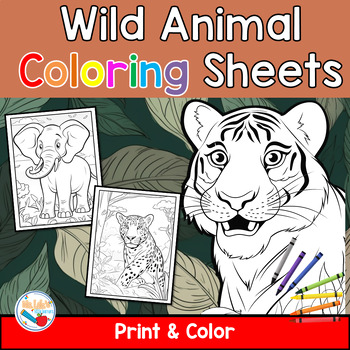 Printable wild animals coloring sheets pdf by ms lolas little learners