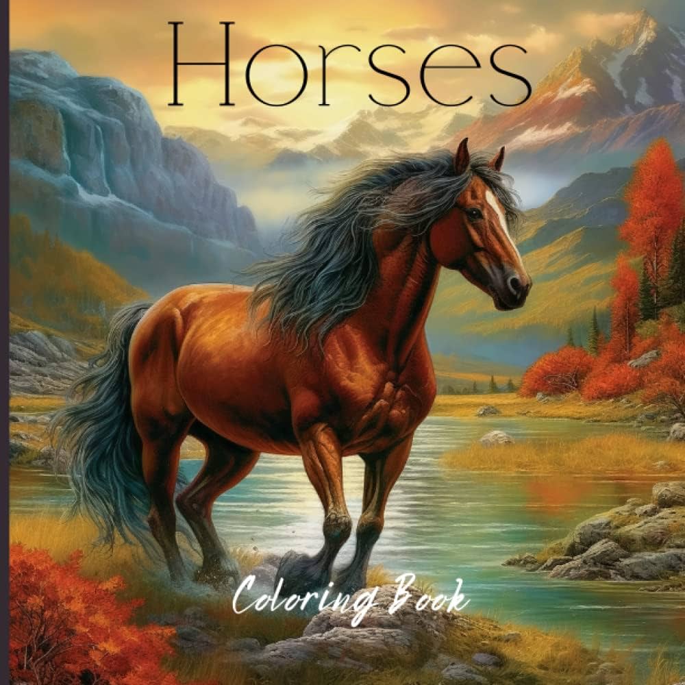 Horses coloring book greyscale coloring pages for adults of beautiful horses for relaxation and stress relief larik marijana books