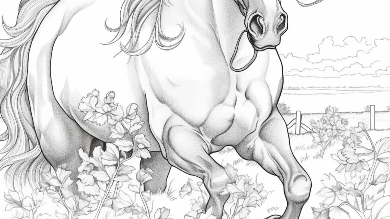 Vol printable horse coloring pages for kids and adults digital download pdf