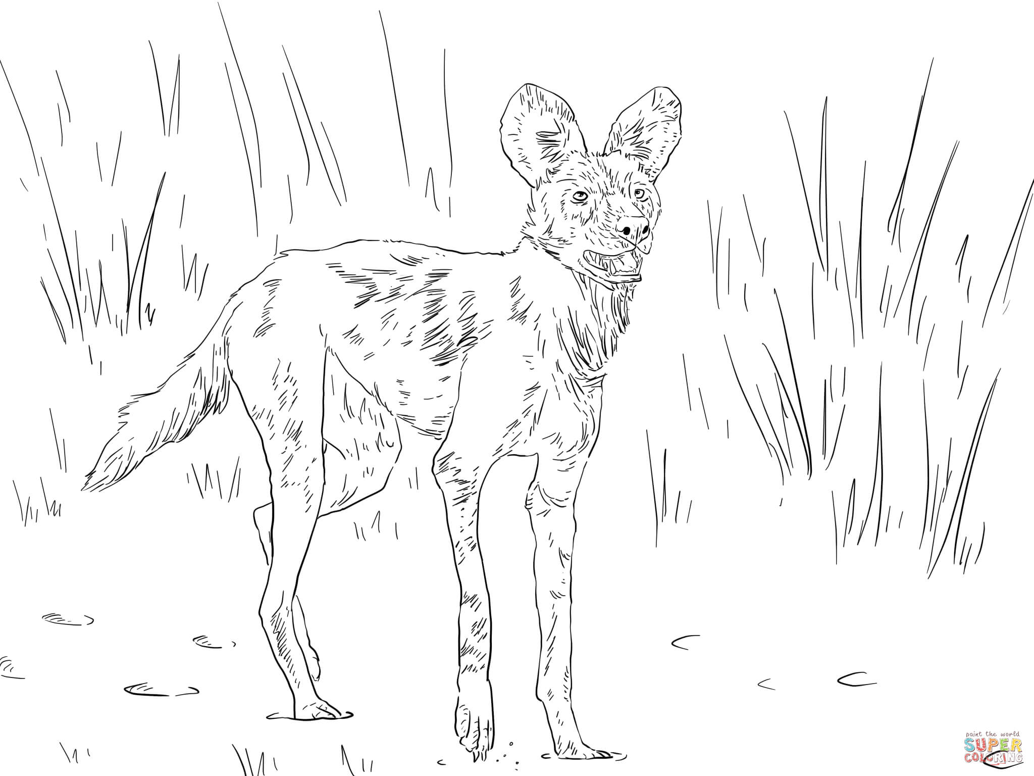 African wild dog or ornate wolf coloring page free printable coloring pages