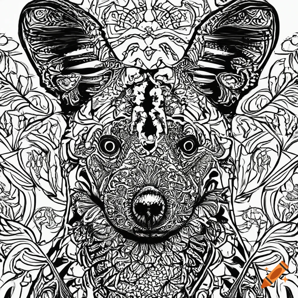 Coloring page for adults mandala african wild dog image white background minimilastic clean line art fine line art hd ar on