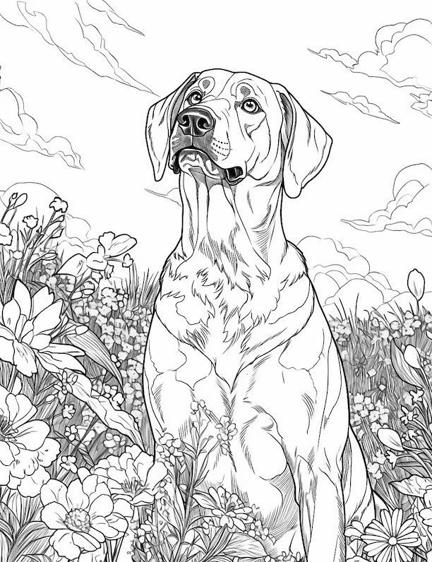 Dog coloring pages for kids and adults