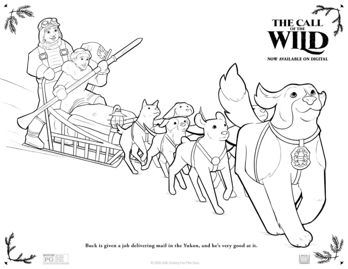 Dog sled coloring page from the call of the wild