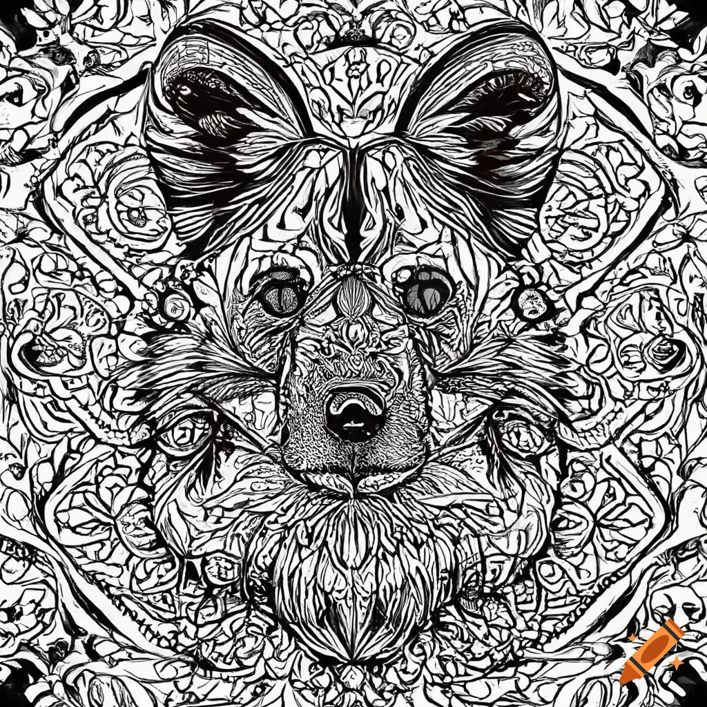 Coloring page for adults mandala african wild dog image white background minimilastic clean line art fine line art hd ar on