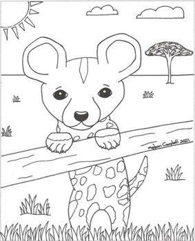 African painted dog baby printable coloring page tpt