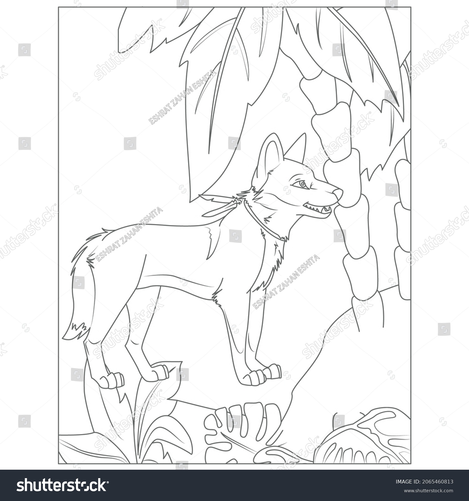 Dingo wild dog coloring page free stock vector royalty free