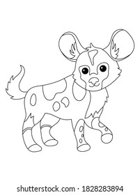 African wild dog coloring page kids stock illustration