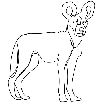 Minimalist one line drawing african wild dog sticker for sale by camilleillus