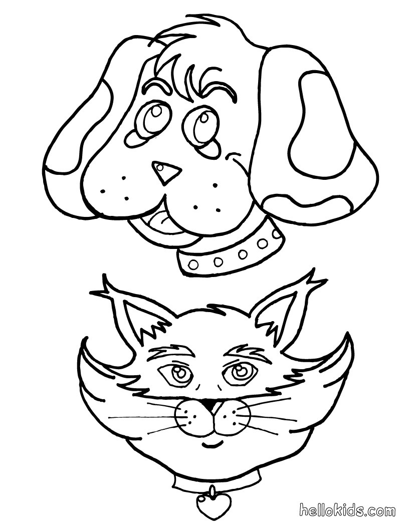 Dog and cat coloring pages