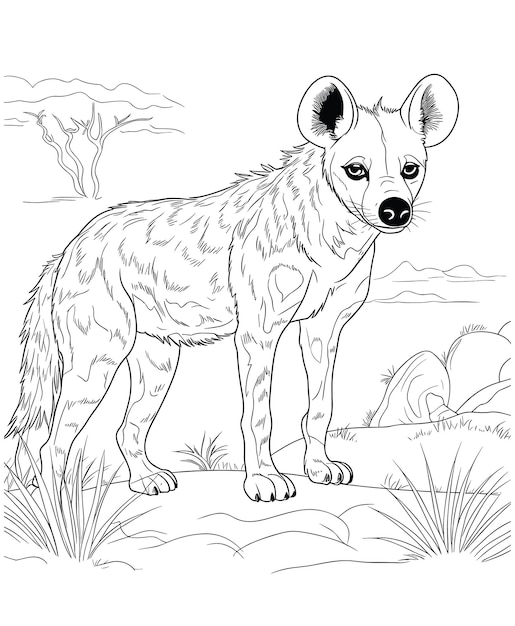 Premium vector hyena coloring pages for adults white background