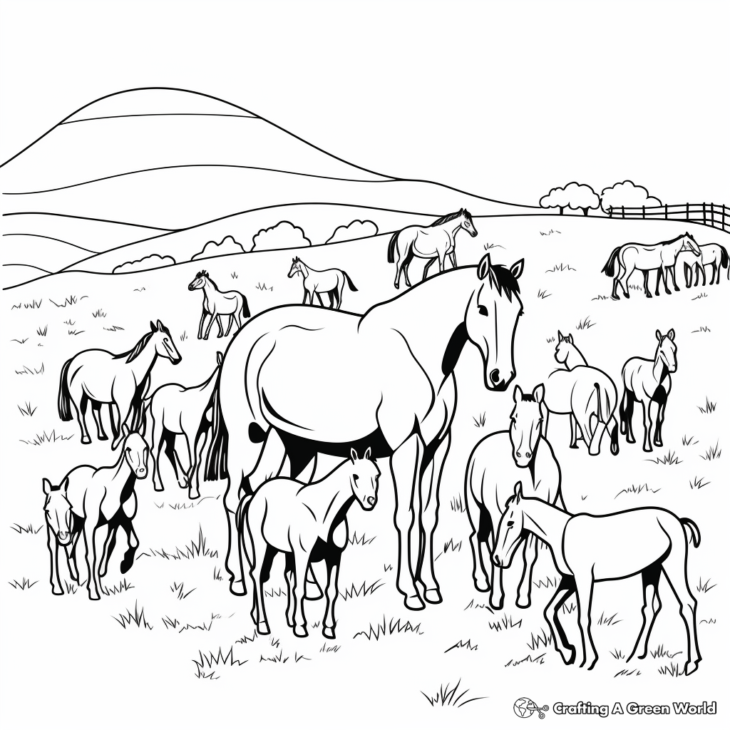 Herd of horses coloring pages