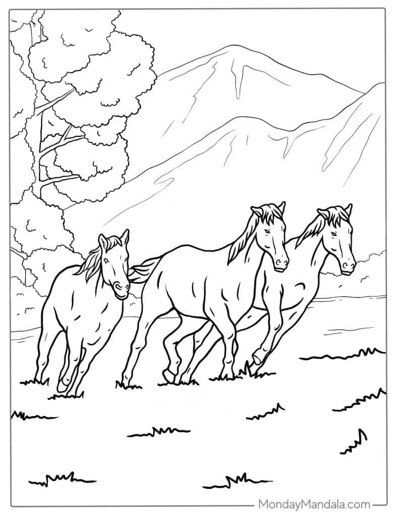 Horse coloring pages free pdf printables