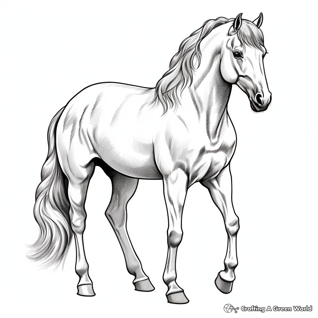 Horse realistic coloring pages