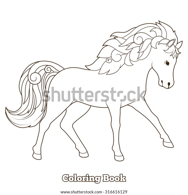 Hakuun wild horse coloring book educational game liittyvã vektorikuva rojaltivapaa