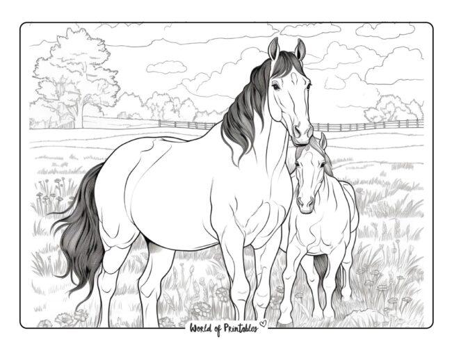 Horse coloring pages for kids adults