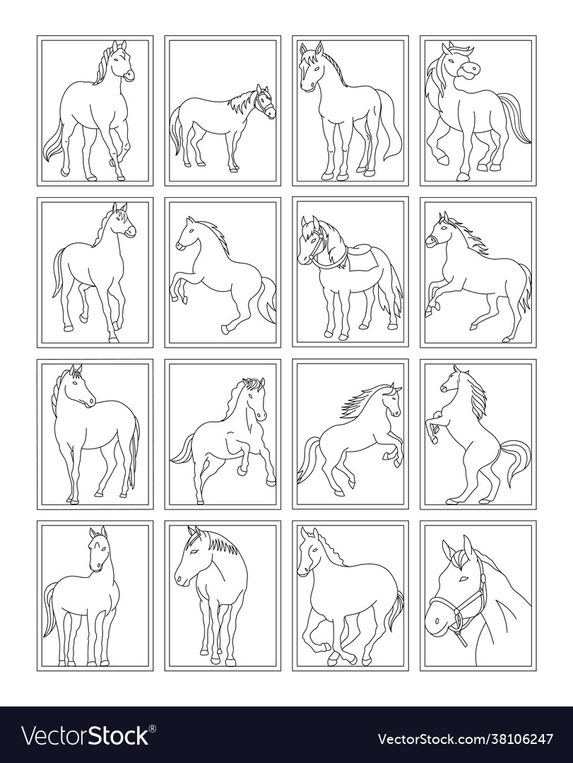 Pack horse coloring pages royalty free vector image