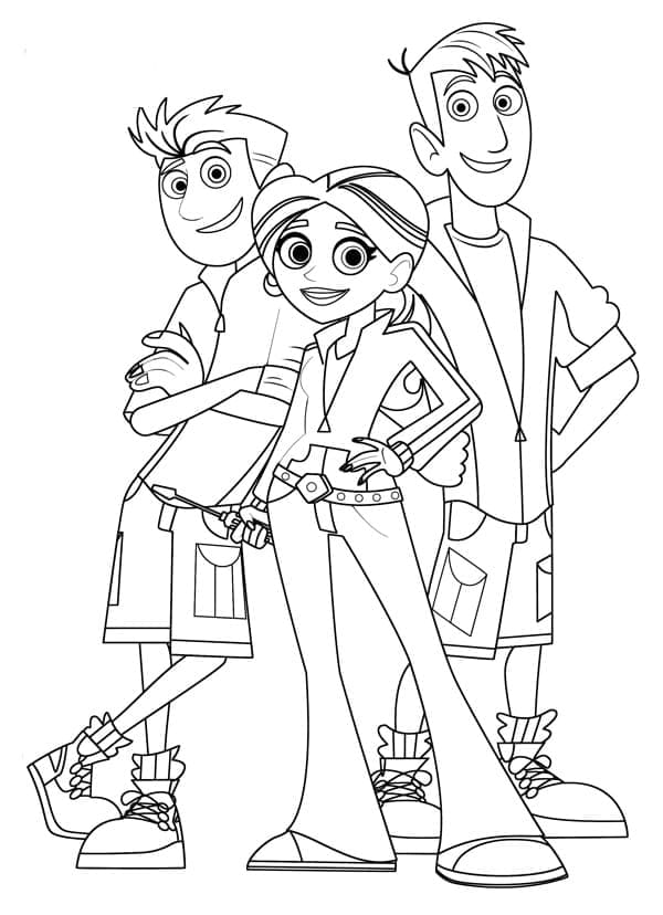 Characters from wild kratts coloring page