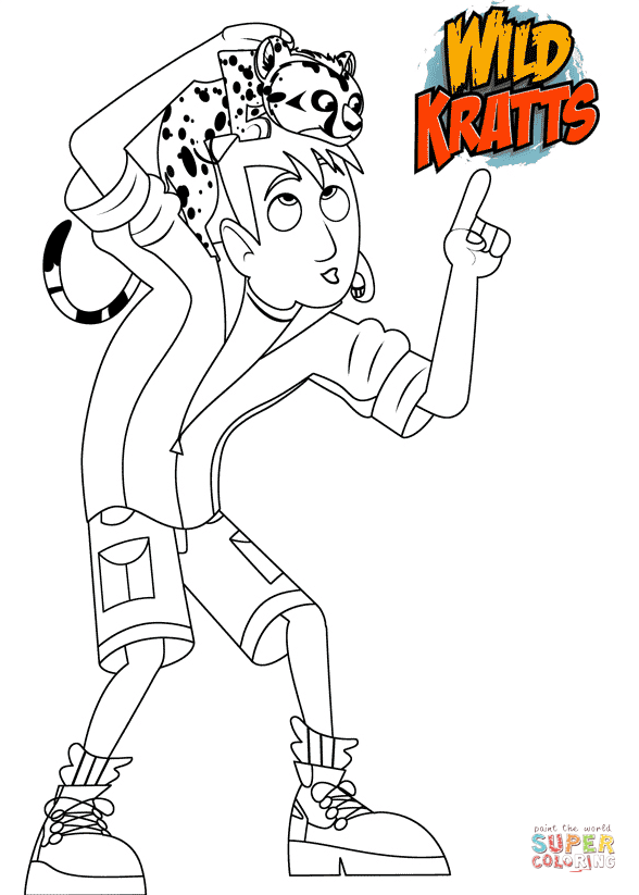 Martin kratt with spot swat cheetah cub coloring page free printable coloring pages