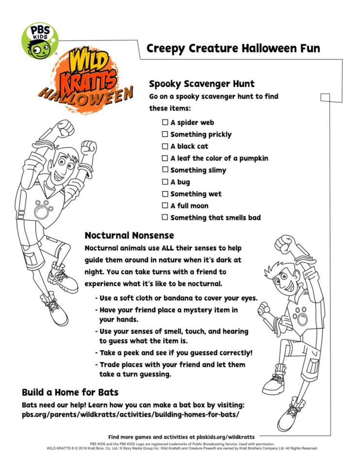 Wild kratts halloween activity sheet kidsâ kids for parents