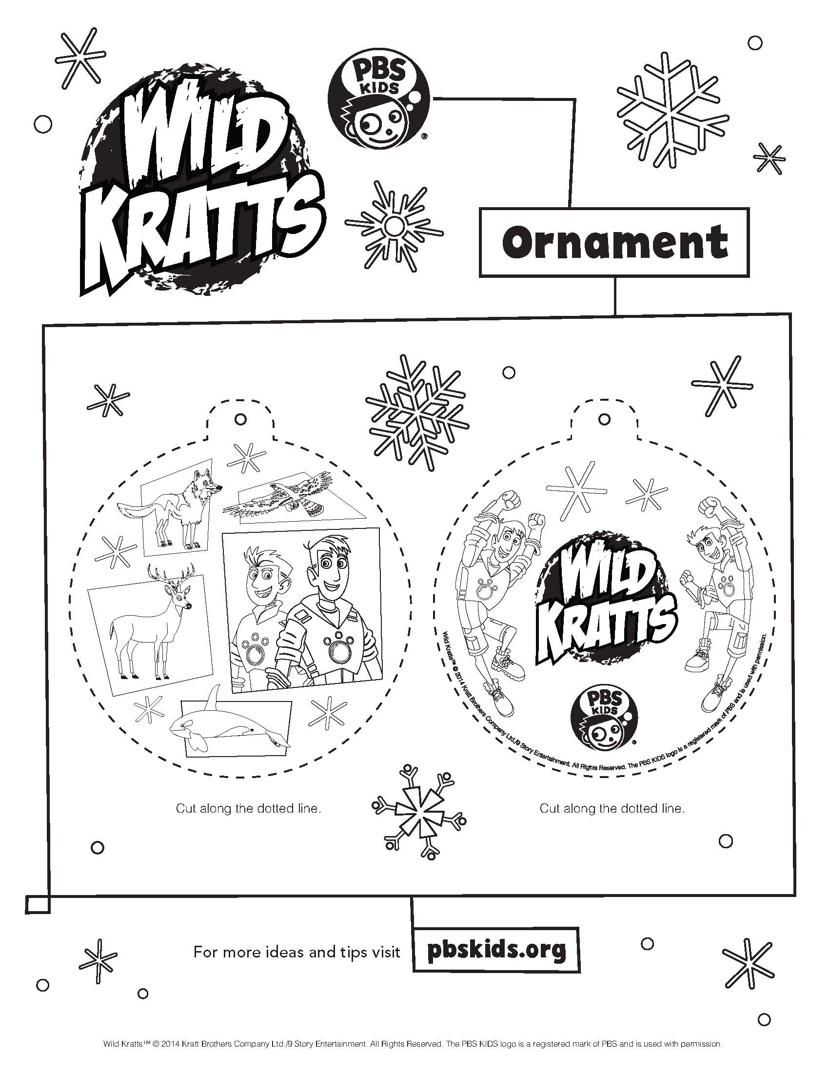 Pbs kids offers wild kratts movie a creature christmas printables