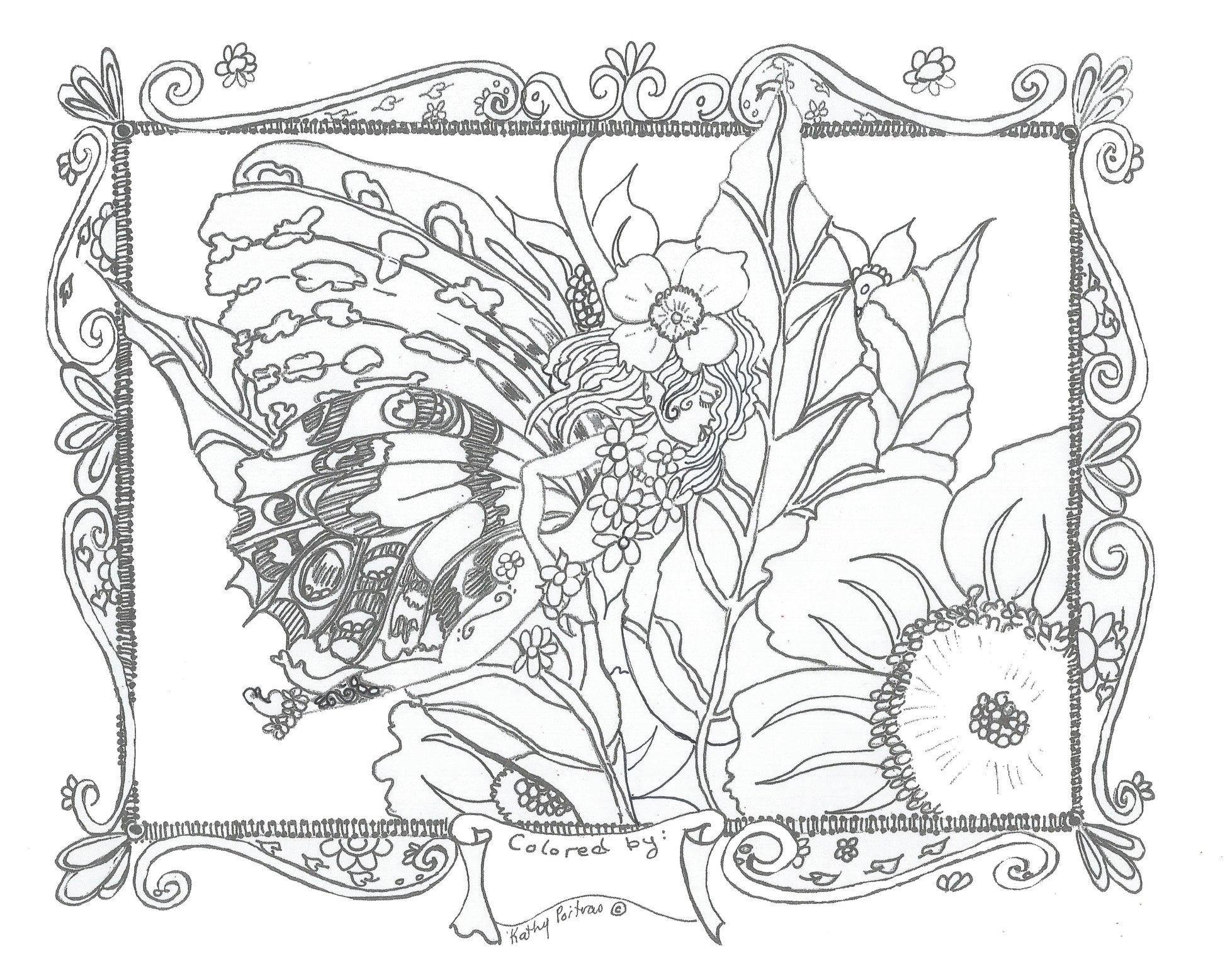 Color your own tiiny and the wild rose a butterfly fairy and a rose â poitras art studio