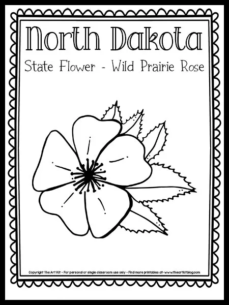 North dakota state flower coloring page wild prairie rose free printable â the art kit