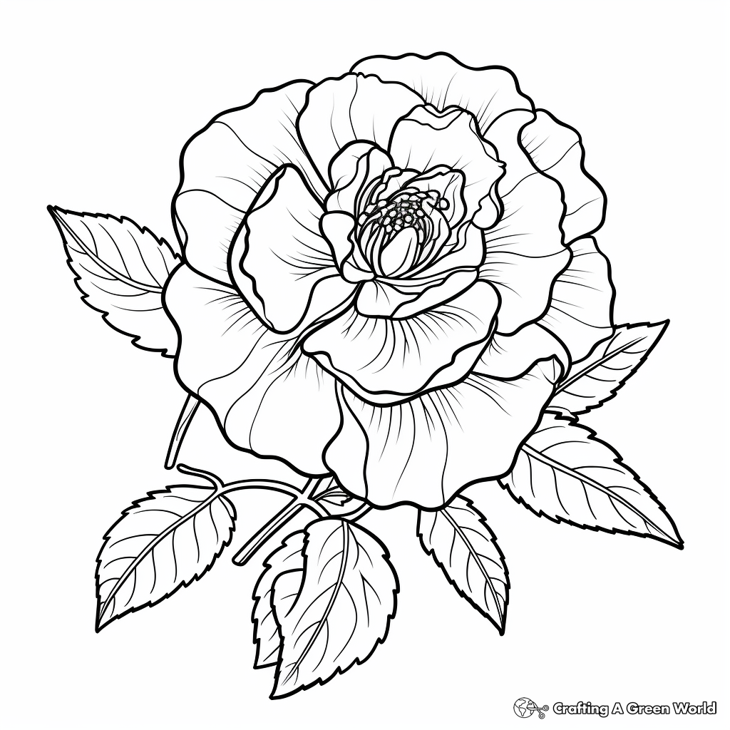 Realistic rose coloring pages