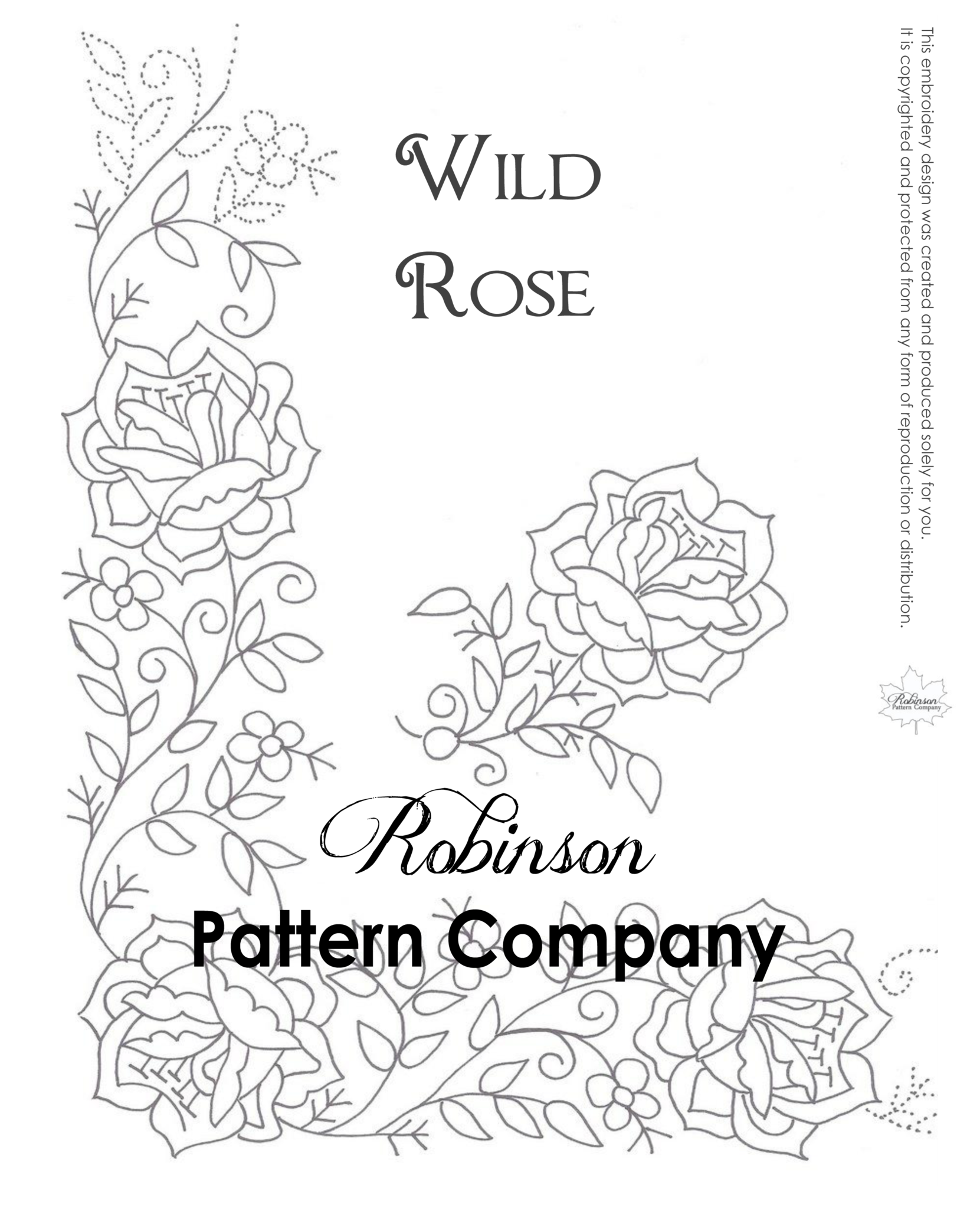 Wild rose hand embroidery pattern â robinson pattern pany