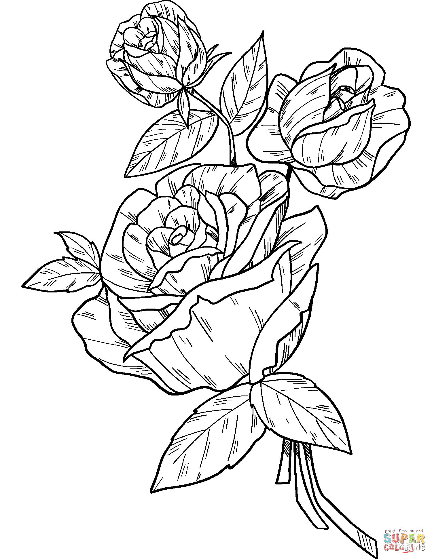 Roses coloring page free printable coloring pages