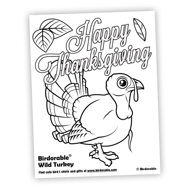 New thanksgiving coloring page with cute wild turkey