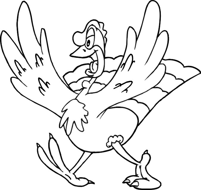 Thanksgiving coloring page cartoonish wild turkey