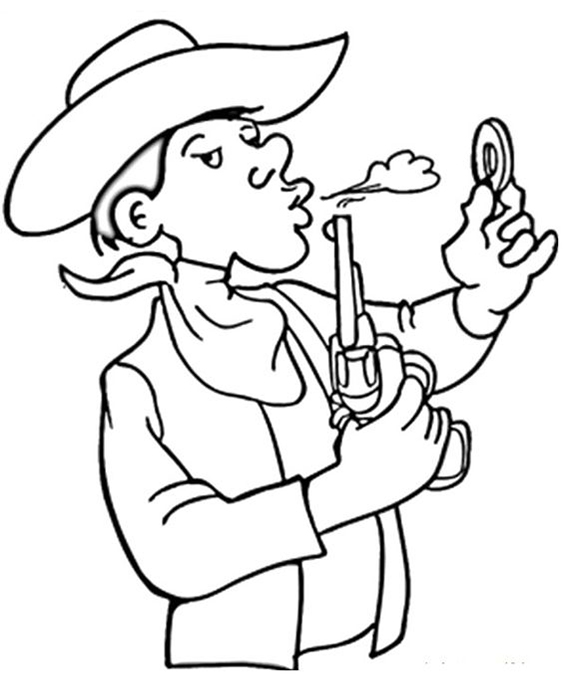 Free easy to print cowboy coloring pages