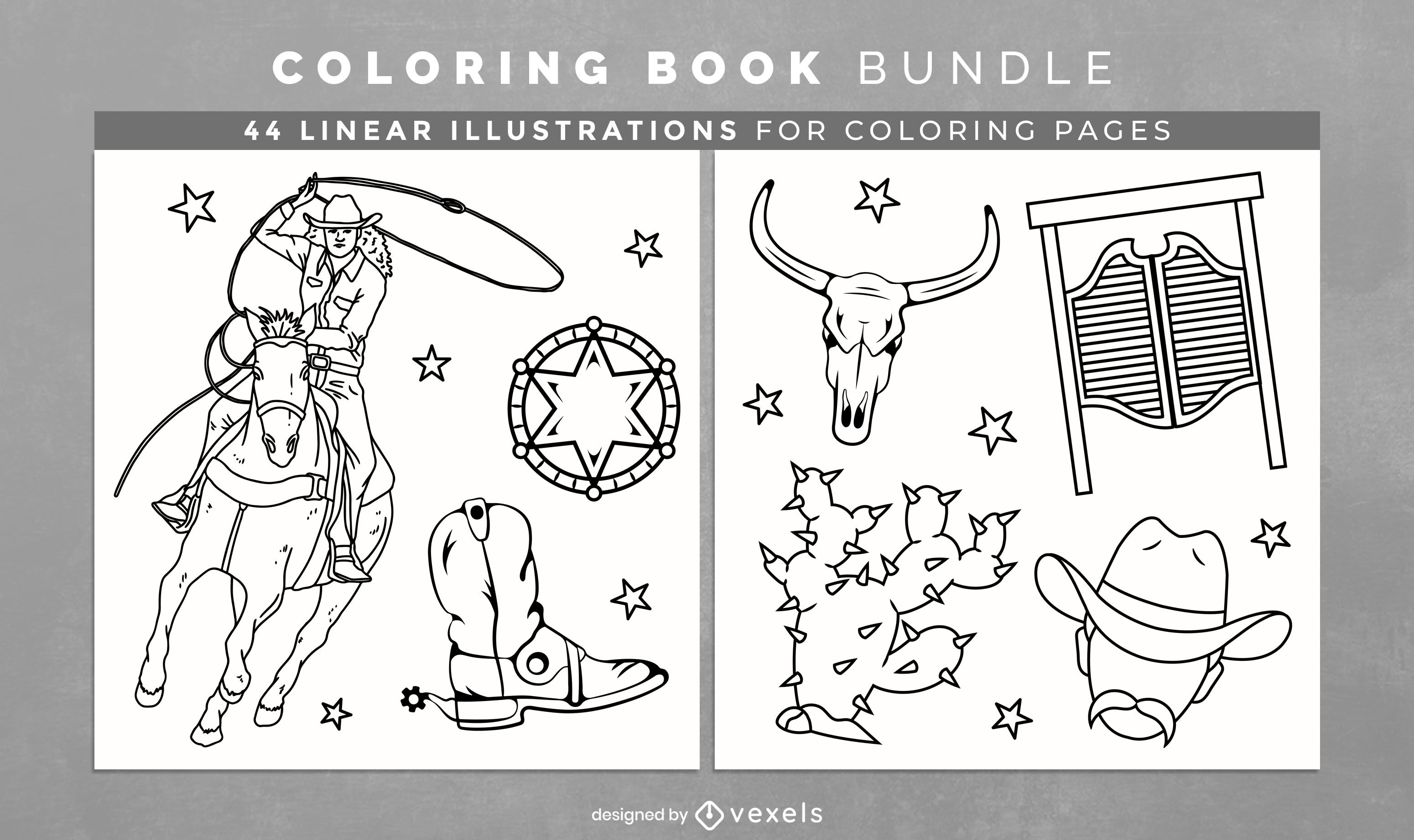 Wild west coloring book design pages vector download