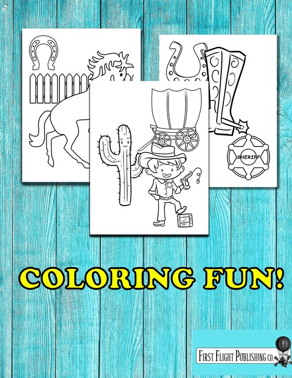 Preschool coloring fun activity wild west cowboy coloring book for little kids activities ages