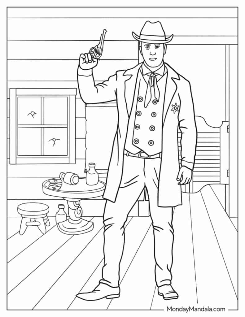 Cowboy coloring pages free pdf printables