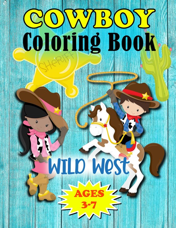 Preschool coloring fun activity wild west cowboy coloring book for little kids activities ages