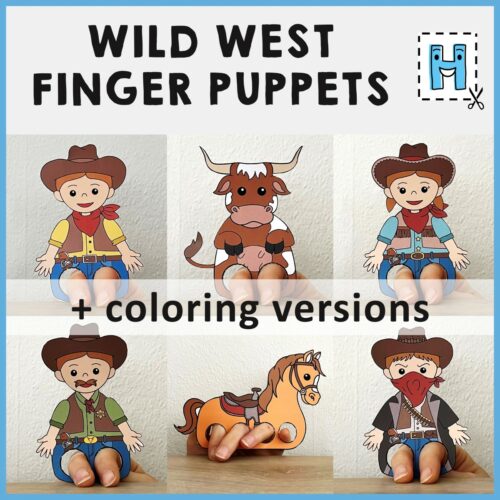 Wild west finger puppets cowboy printable coloring craft activity made by teachers