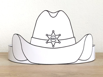 Sheriff hat paper crown printable wild west coloring craft activity for kids