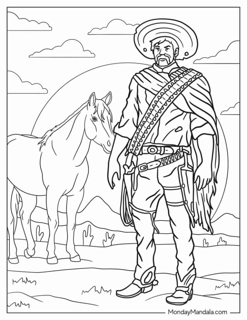 Cowboy coloring pages free pdf printables