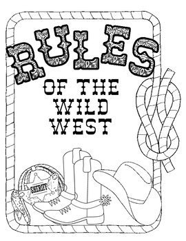 Western themed rules of the wild west black and white coloring pages