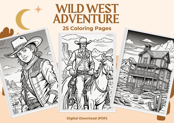 Wild west adventure coloring pages set printable a sheets ausmalbilder wild west adventure set printable a pages