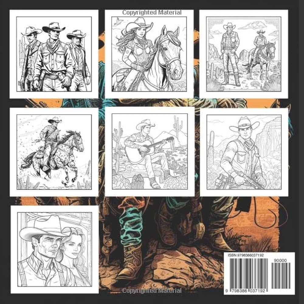 Cowboy coloring book for adults escape to the wild west with unique cowboy drawings relax find your true colors with cowboy perfect gift for cowboy and western enthusiasts xcv fani