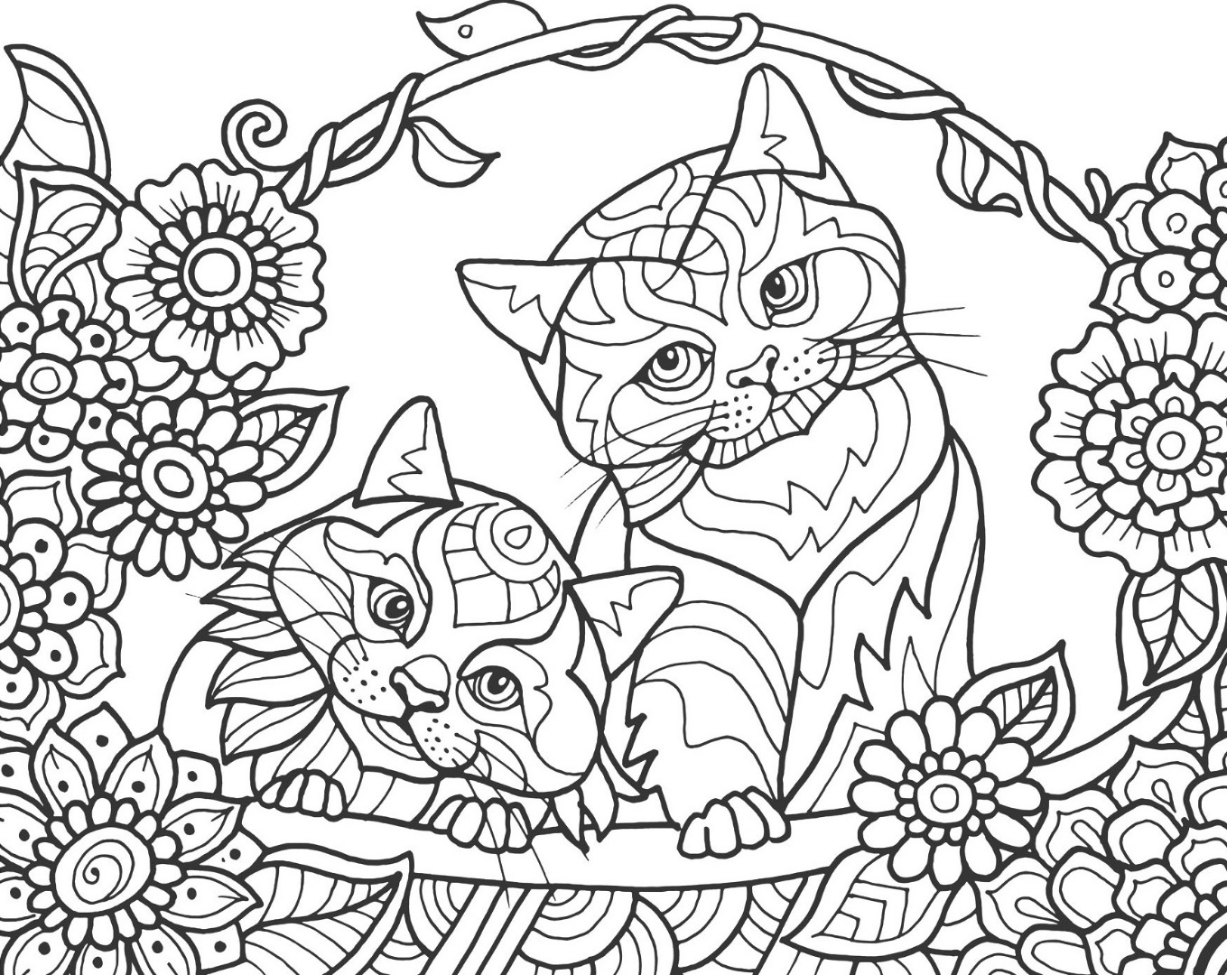 Freebie friday cats kittens and wildcats adult coloring book ty page