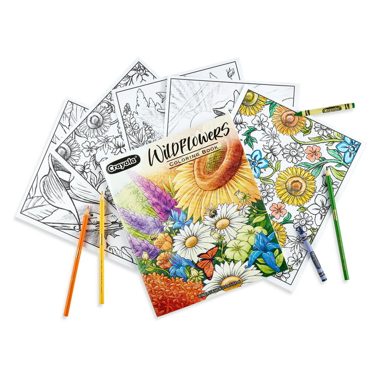 Crayola wildflower coloring book premium adult coloring pgs flowers gifts