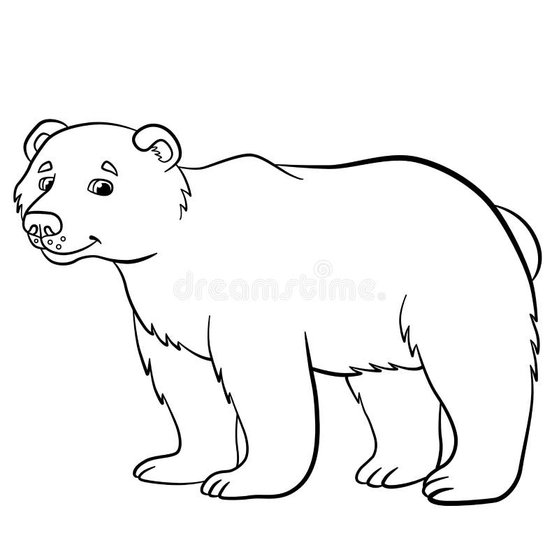 Coloring pages wild animals cute bear smiles stock vector