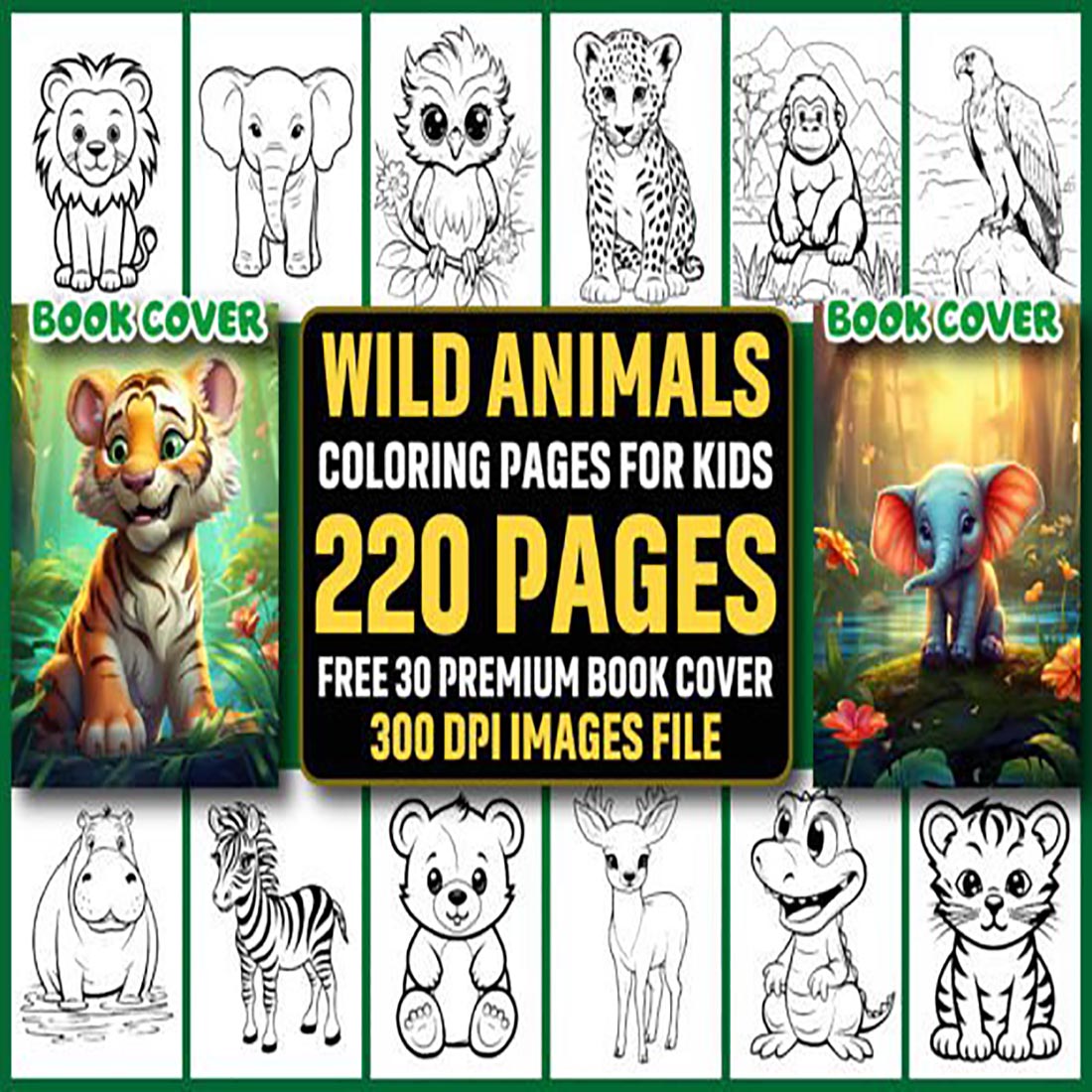 Wild animals coloring pages for kids