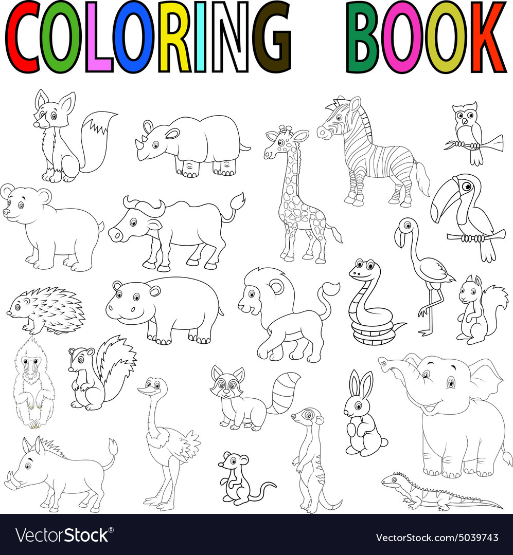 Wild animal coloring book royalty free vector image