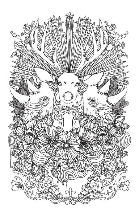 Stunning wild animals coloring page